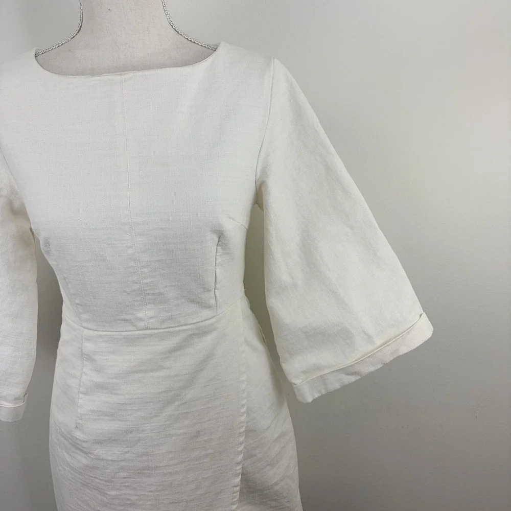 Free People Women's Ivory Linen Blend Mini‎ Dress Size 0